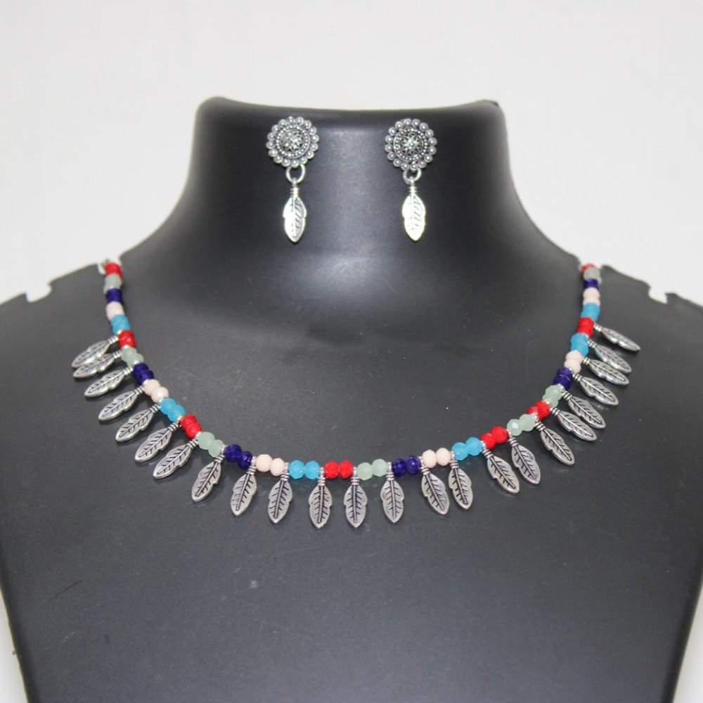 Oxidised Jewellery Multi colour Oxidised Jewellery Set Oxidised Necklace Set - Picture 2 of 2